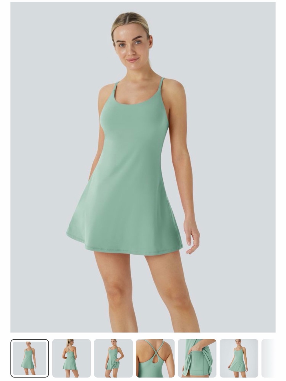 HALARA Mint Green Adjustable-Strap Mini Dress